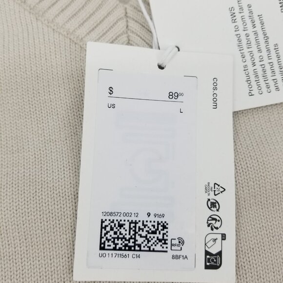 COS Cropped V-neck Sweater Vest (NWT) Preppy Minimalist- Soft Med. Weight Wool - Picture 6 of 7